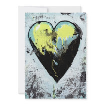Bold heart gorgeous rough dark romantic modern art personalized invitations