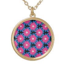 Bold Hot Pink and Blue Daisy Flower Pattern Jewelry