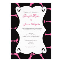 Bold Hot Pink Black Polka Dot Wedding Invitations