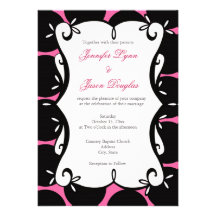 Bold Hot Pink Black Polka Dot Wedding Invitations