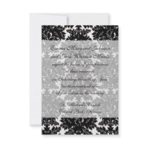 bold intricate black damask on white personalized announcements