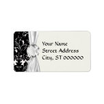bold intricate black damask on white labels