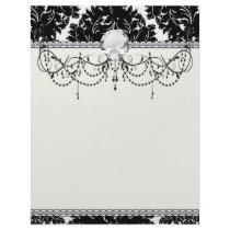 bold intricate black damask on white letterhead