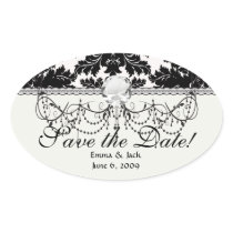 bold intricate black damask on white stickers