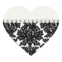 bold intricate black damask on white stickers