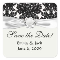 bold intricate black damask on white stickers