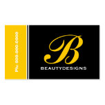Bold monogram yellow black eye-catching business cards
