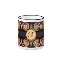 Bold Monogrammed Sunset Swirl Art Mug