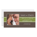 Bold Olive Green Stripe Save the Date Announcement