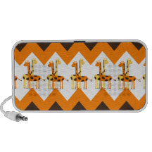 Bold Orange Brown Yellow Chevrons with Fun Giraffe Travelling Speakers