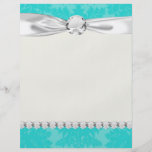 bold ornate aqua aquamarine blue damask pattern flyers