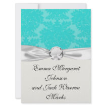 bold ornate tiffany blue damask pattern custom invite