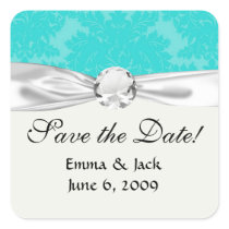bold ornate tiffany blue damask pattern stickers