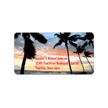 Bold Palm Tree Sunset Address Label