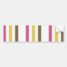 Bold Pink Gold Brown White Stripes Pattern Gifts Bumper Sticker