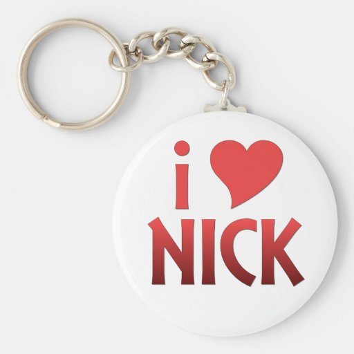 Bold Red I Heart Nick Keychain