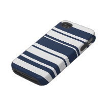 Bold Stripe Pattern - white and nautical navy Iphone 4 Tough Cases