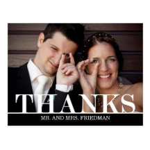 Bold Thanks Wedding Thank You Card Postcards