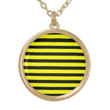 Bold Yellow and Black Bumble Bee Striped Pattern Necklaces