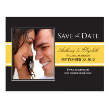 Bold Yellow Stripe Save the Date Postcard
