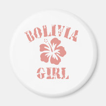 Bolivia Pink Girl Refrigerator Magnets