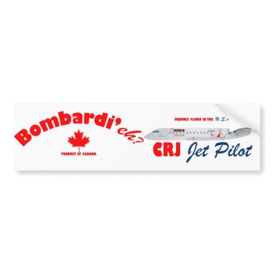 Bombardi'eh CRJ Jet Pilot Bumper Stickers by SuperFliPilotGuy