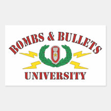 Bombs & Bullets University Rectangle Stickers