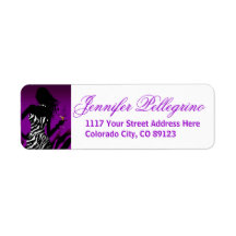 Bombshell Zebra Party Dress purple Return Address Label