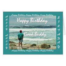 BON AMI - joyeux anniversaire - homme et ressacs Carte De Vœux