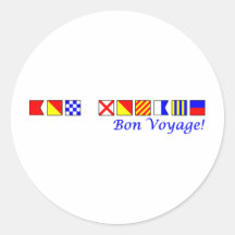 bon voyage in nautical flag alphabet round stickers