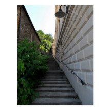 bon voyage, stairs postcards