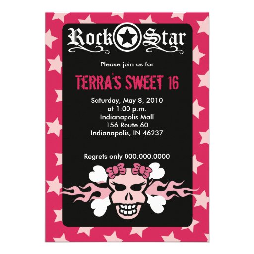 BONBON 16 ANNIVERSAIRE DE ROCKER PUNK DE SEIZE CRÂ CARTONS D'INVITATION