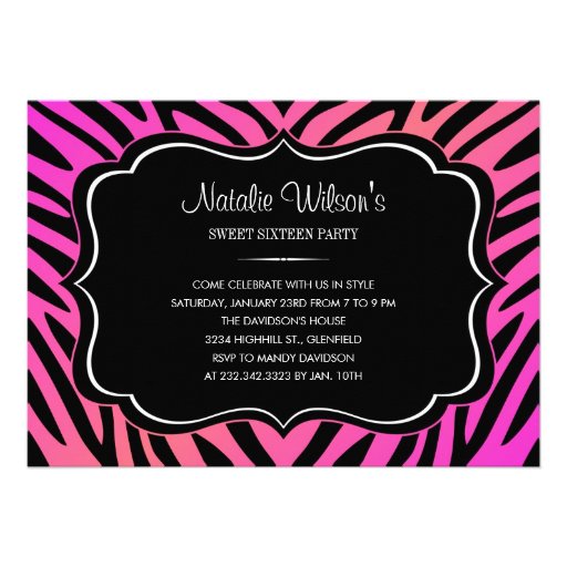 Bonbon coloré à zèbre 16 invitations d'anniversair