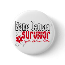 Bone Cancer Survivor Flower Ribbon Pinback Buttons