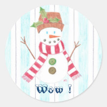 bonhomme de neige 08, wow ! adhésif rond