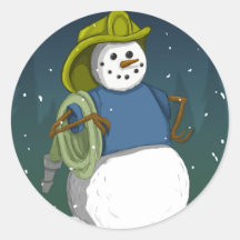 Bonhomme de neige de sapeur-pompier autocollants