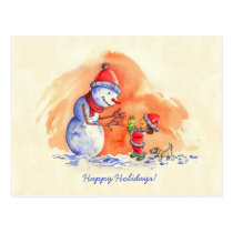 Bonhomme de neige et garçon de Chirstmas cartes postales