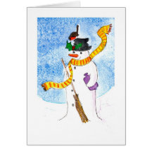 Bonhomme de neige et Robin Carte