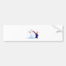bonhomme de neige et sa fille autocollants pour voiture