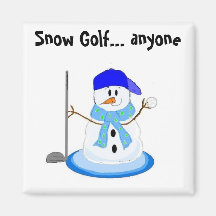 Bonhomme de neige jouant au golf aimant