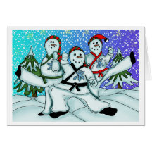 Bonhommes de neige de Noël de karaté Carte De Vœux