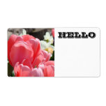 BONJOUR fleurs roses de tulipe d'étiquettes nommés Étiquette D’expédition