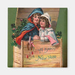 Bonne année vintage aimants pour réfrigérateur