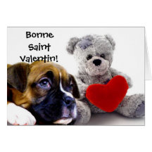 Bonne Saint Valentin boxer dog card