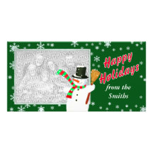 Bonnes fêtes avec le bonhomme de neige cartes avec photo