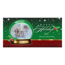 Bonnes fêtes globe clair de neige personnalisable cartes de vœux avec photo