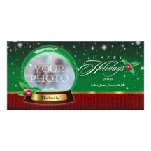 Bonnes fêtes globe de neige personnalisable carte avec photo