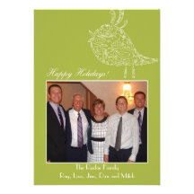 Bonnes fêtes oiseau vert invitations personnalisables