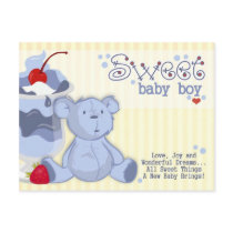 Bonnie Blue Bear Shower Invitation Post Card