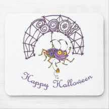 Boo. Cute Halloween Spider & Web Mouse Pad